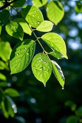 a close up of a leaf with water droplets on it
