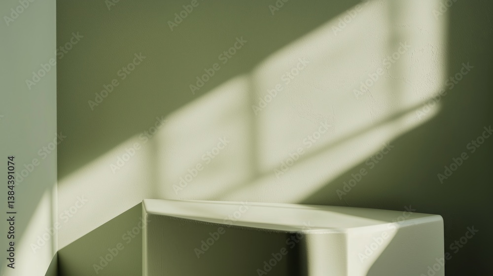 Aufkleber calm and serene muted green corner with soft light and shadow patterns