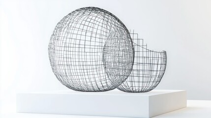 Modern wireframe decor isolated isolated on white background