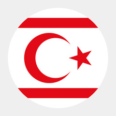 Flag of Northern Cyprus. Button flag icon. Standard color. Circle icon flag. Computer illustration. Digital illustration. Vector illustration.