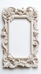 Ornate Off-White Decorative Frame on White Background