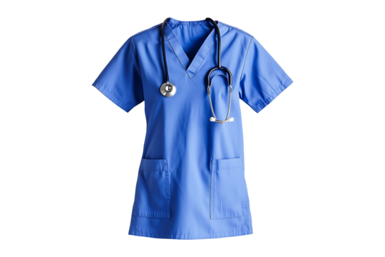 Blue medical uniform isolated on transparent background
