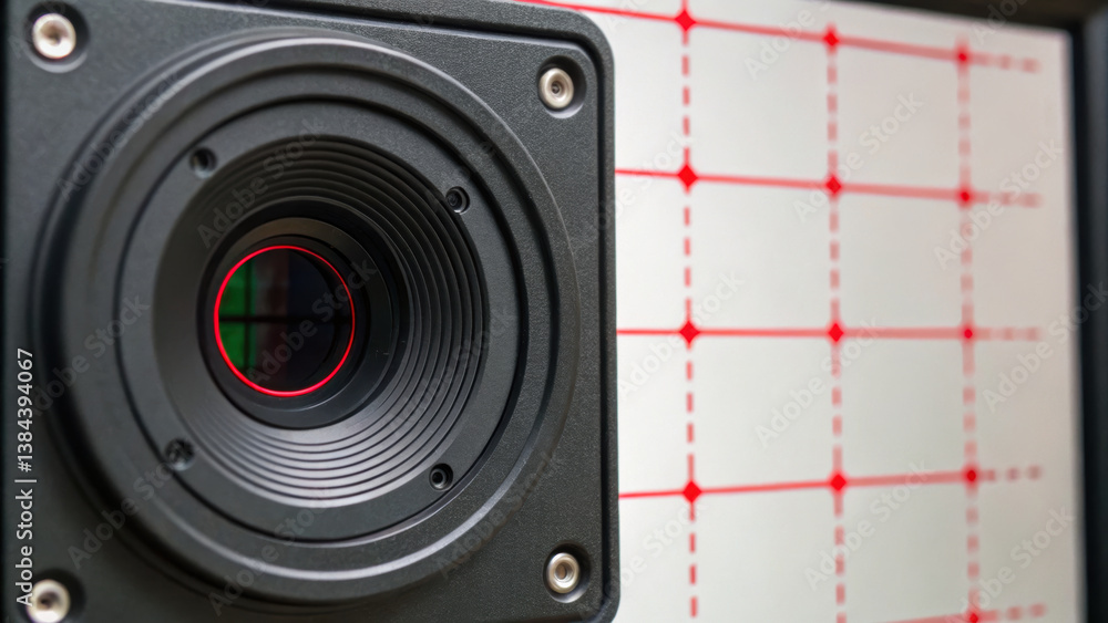 Aufkleber high quality image of camera lens with grid background, showcasing precision in error prevention and