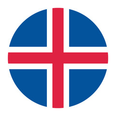 Obraz premium The flag of Iceland. Button flag icon. Standard color. Circle icon flag. Computer illustration. Digital illustration. Vector illustration.