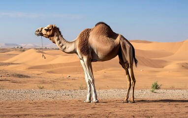 Dromedary Camel in Desert Landscape
