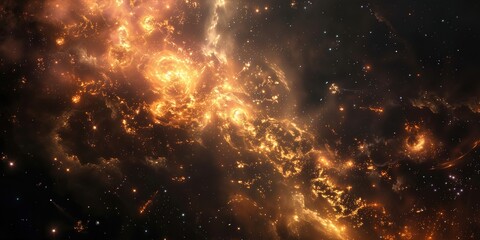 Obraz premium A cosmic explosion in space, a supernova within a distant nebula, illuminates the night sky with a brilliant glow - background wallpaper