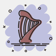 Icon harp. St. Patrick's Day celebration elements. Icons in comic style. Good for prints, posters, logo, party decoration, greeting card, etc.
