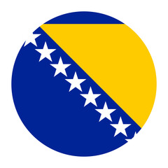 Bosnia and Herzegovina circle flag. Button flag icon. Standard color. Circle icon flag. Computer illustration. Digital illustration. Vector illustration.