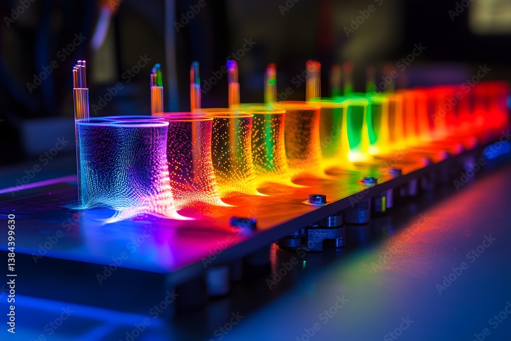Aufkleber Colorful Liquid Wave Patterns in Laboratory Experiment Setup