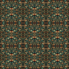 Seamless Magic Mushroom Pattern – Whimsical Psychedelic Textile and Fashion Design