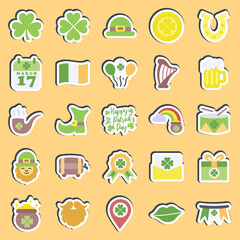 Sticker set of st patricks day. St. Patrick's Day celebration elements. Good for prints, posters, logo, party decoration, greeting card, etc.
