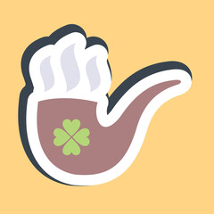 Sticker smoking pipe. St. Patrick's Day celebration elements. Good for prints, posters, logo, party decoration, greeting card, etc.