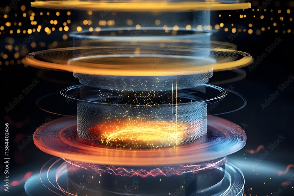 Aufkleber Abstract Light Trails with Colorful Circular Patterns and Sparks