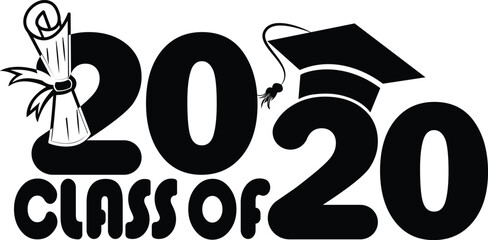 Class of 2020 Graduation Celebration Vector Illustration