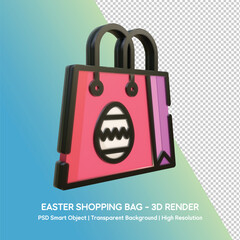 Easter Shopping Bag 3D Render with Transparent Background