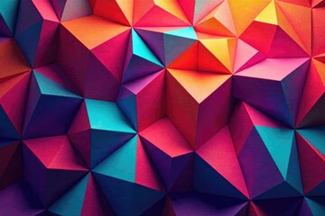 Intricate tessellation of hexagons and triangles in vibrant hues, illusion, bright
