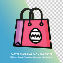 Easter Shopping Bag 3D Render with Transparent Background