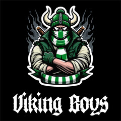 Fototapeta premium Vector Illustration of Viking with Green White color