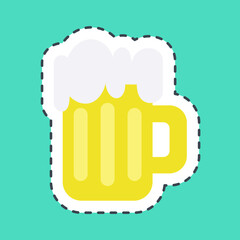 Sticker line cut beer. St. Patrick's Day celebration elements. Good for prints, posters, logo, party decoration, greeting card, etc.