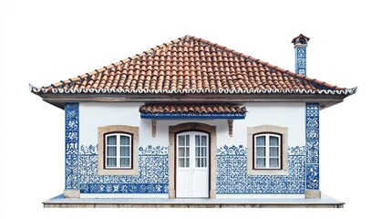 Obraz premium Portuguese Azulejo-tiled home isolated on white background