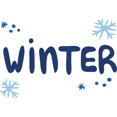 hand writing of Winter letter, snowflake, png element clipart for season decoration.