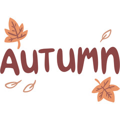 hand writing font of Autumn and maple leave, png element clipart for season project decoration.