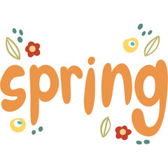 hand writing font of spring and blooming flowers with leave, png element clipart for season project  decoration.