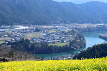 香北町を流れる物部川　早春　（高知県　香美市）