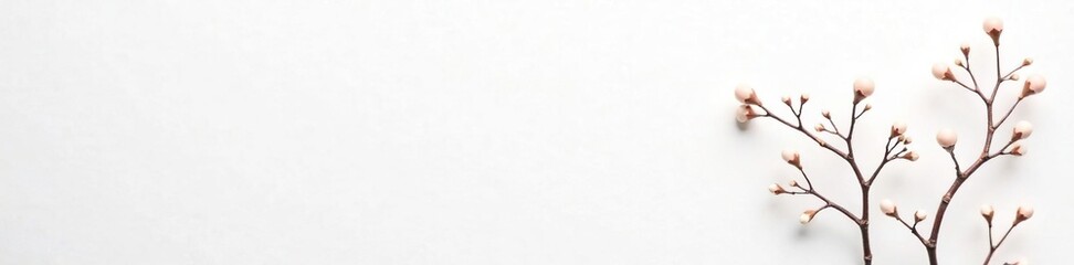 Small branches on a white background with a subtle texture, tiny, delicate, minimalist