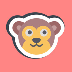 Sticker monkey face. Chinese Zodiac elements. Good for prints, posters, logo, advertisement, decoration,infographics, etc.