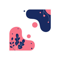 Abstract floral shapes in pink and blue for modern design  