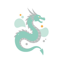 Fototapeta premium stylized dragon in teal colors with abstract shapes 