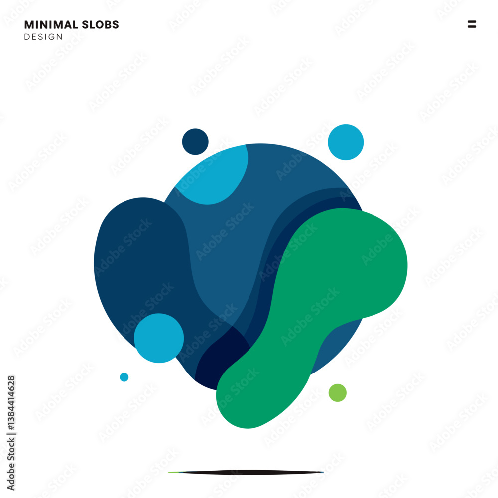 Poster abstract colorful shapes in minimal design against a white background
