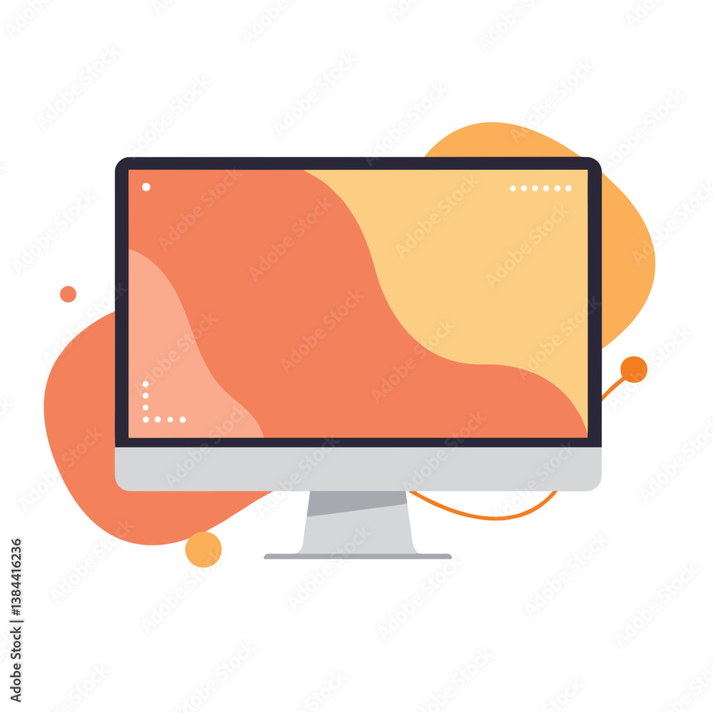 Poster computer monitor with abstract background in orange and yellow