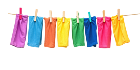Colorful Laundry Line on transparent background