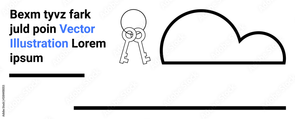 Poster two crossed keys symbolize access and security beside a large cloud shape. text elements and minimal