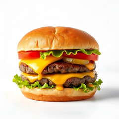 "Ultimate Juicy Burger – High-Definition Gourmet Cheeseburger on White Background" No 128
