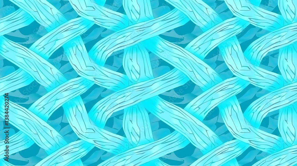 Poster the pattern displays an intricate weave of bright blue interlocking bands