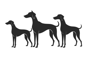 Obraz premium set of Hound Dog silhouette vector illustration