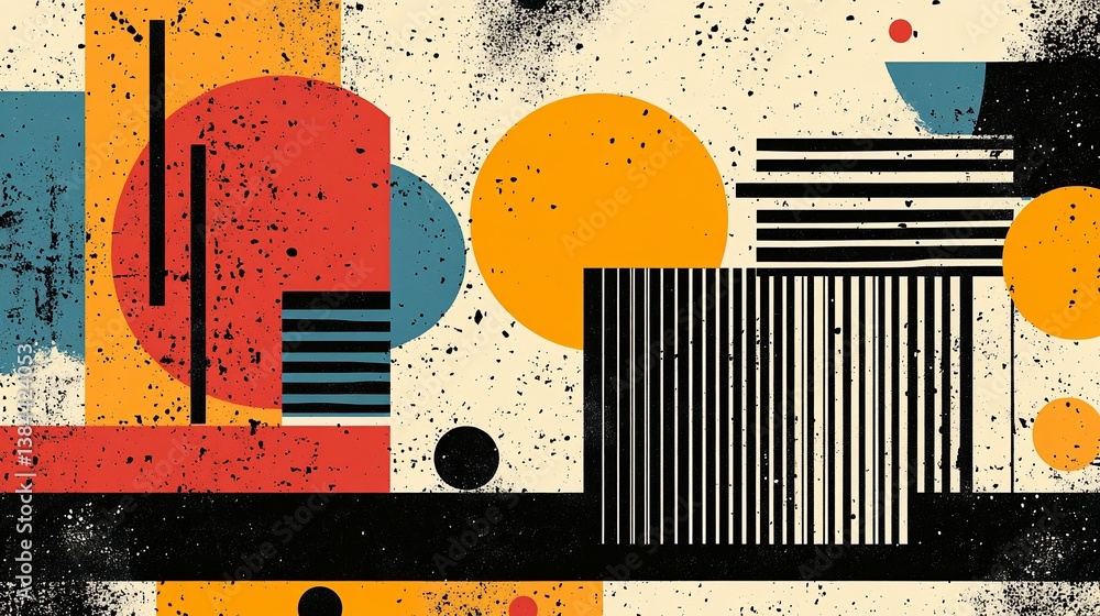 Poster modern abstract composition with geometric shapes and textured background