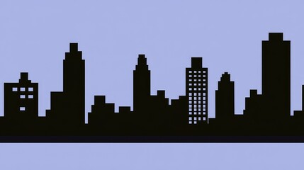 Fototapeta premium Silhouette of city skyline with tall buildings