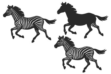 set of Zebra silhouette vector illustration
