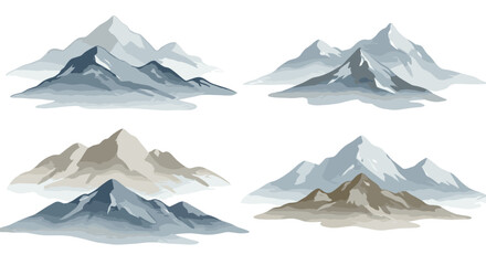 Mountain Landscapes in Soft Watercolor Tones for Nature Themes  