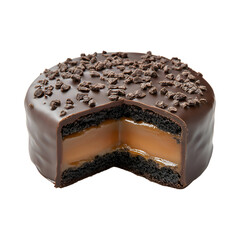 Oreo Inspired Caramel Chocolate Covered Cake Isolated on Transparent Background