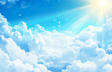 Heavenly Blue: A Dreamy Canvas of Clouds and Light