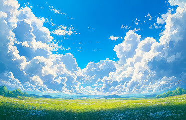 Obraz premium Heavenly Blue: A Dreamy Canvas of Clouds and Light