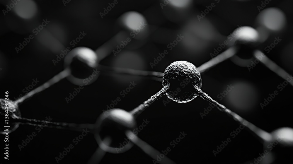 Poster complex network of interconnected nodes. close-up view of a lattice structure