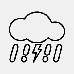 Icon thunder storm. Weather elements symbol. Icons in line style. Good for prints, web, smartphone app, posters, infographics, logo, sign, etc.