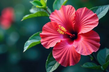 Bold, stylized hibiscus print, vibrant colors, stylized, hibiscus flower
