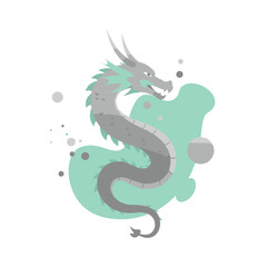 Dragon illustration in minimalist style with soft colors  